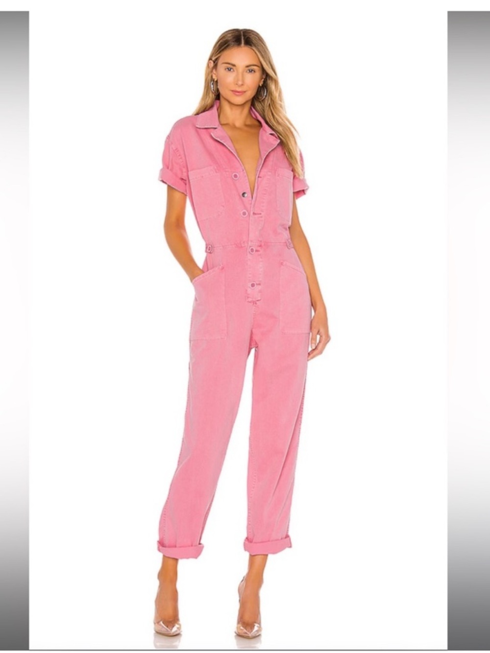 pistola Pink Short-Sleeve Grover denim  Jumpsuit